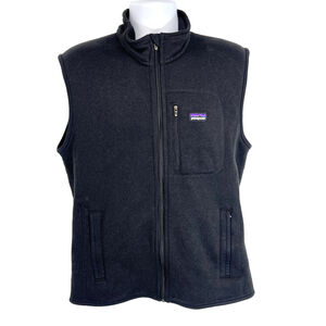 Patagonia Better Sweater Vest Mens Large Black Fleece Full Zip Pockets Outdoor